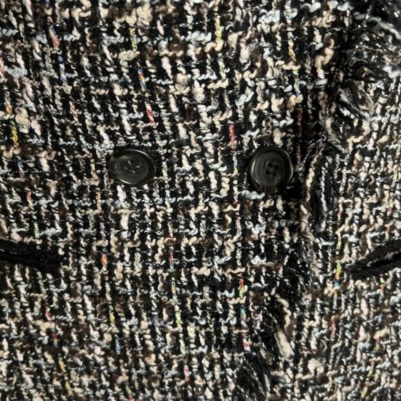 McGinn for Nordstrom Tweed Blazer Jacket Womens 2 Fringe Black Multicolor Notch - Picture 5 of 8